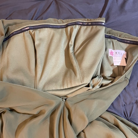 Abella Strapless Olive Evening Dress - Picture 9 of 13